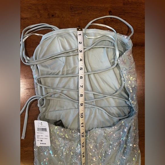 NWT Mint Green Sequin Lace Up Prom Dress - Picture 8 of 12